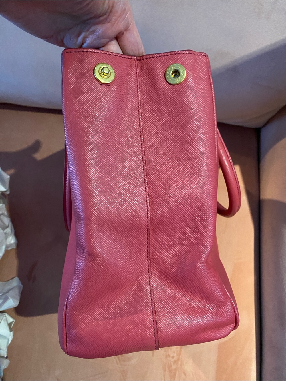 Pre Owned Prada Galleria small Saffiano leather bag in Raspberry Pink - Picture 9 of 16